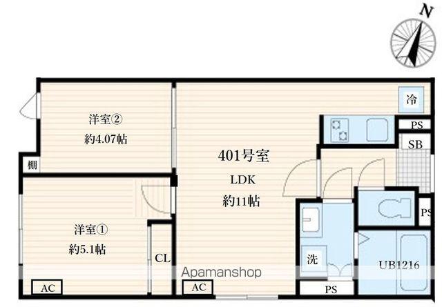 AGLAIA要町(2LDK/4階)の間取り写真