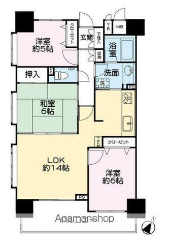 ジュネラス南柏駅前(3LDK/3階)の間取り写真