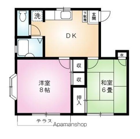 ゴールドキャッスルB(2DK/1階)の間取り写真