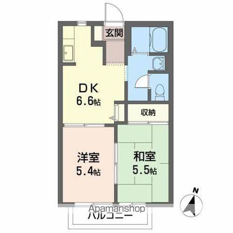 リバティハイツB棟(2DK/1階)の間取り写真