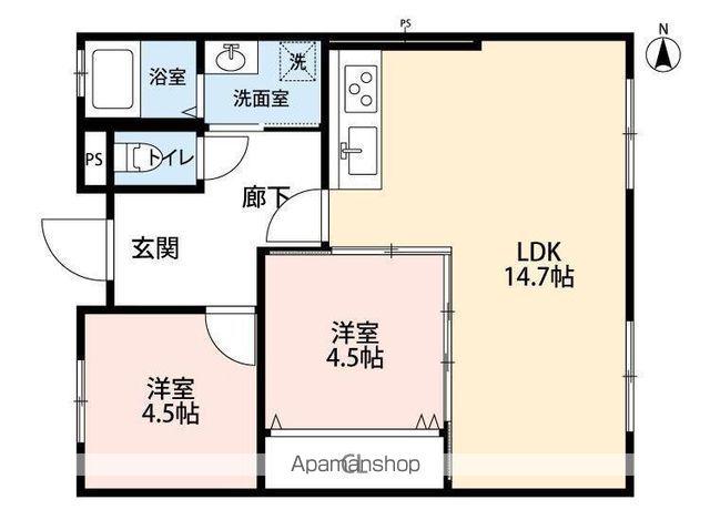 クレアール忠岡(2LDK/2階)の間取り写真