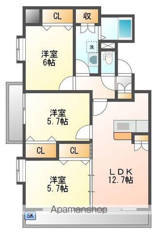 オリジンビル(3LDK/6階)の間取り写真