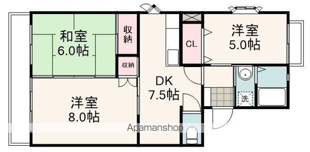 ビューネ松富Ⅰ(3DK/3階)の間取り写真