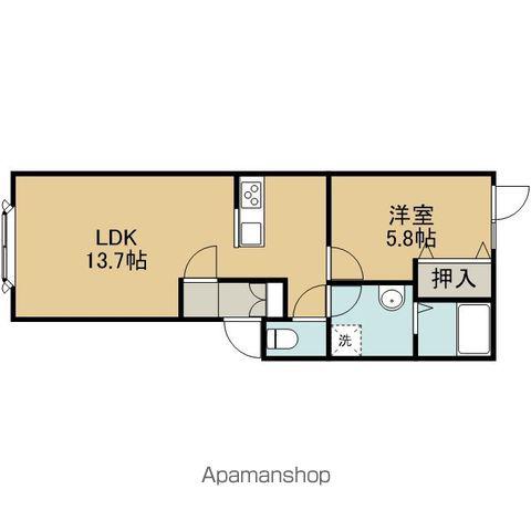 AQUA CITYⅢ(1LDK/1階)の間取り写真