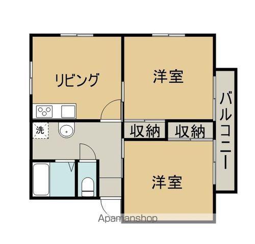 ソフィアA棟(2DK/1階)の間取り写真
