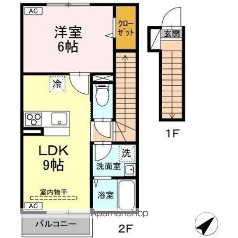 コンフォートシエル(1LDK/2階)の間取り写真