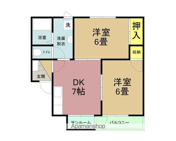 ユートピア湊高台3号棟(2DK/2階)の間取り写真