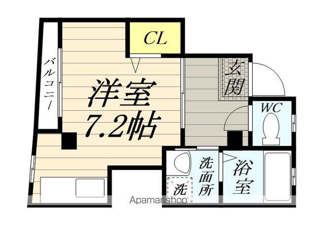 バリオオコシ(ワンルーム/1階)の間取り写真
