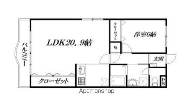レジデンス上島(1LDK/2階)の間取り写真