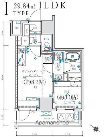 LEXE 横濱関内(1LDK/4階)の間取り写真