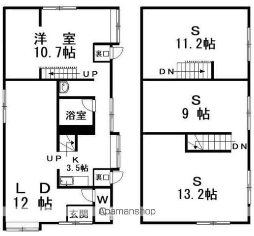 根室本線 釧路駅 バス乗車時間：25分 副港入口バス停で下車 徒歩6分 2階建 築62年(1LDK)の間取り写真