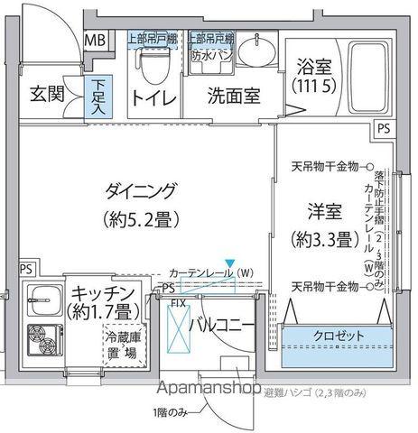ペルシカナカノ(1DK/1階)の間取り写真