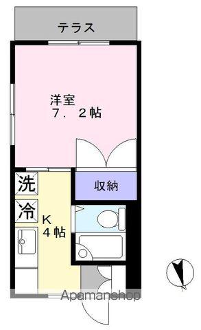 ウエルストン松戸(1K/1階)の間取り写真