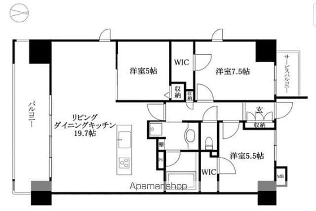 レーベン御宝街アルビオ・タワー(3LDK/6階)の間取り写真
