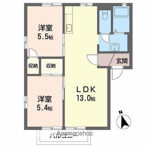 オオノニューコーポ A棟(2LDK/2階)の間取り写真