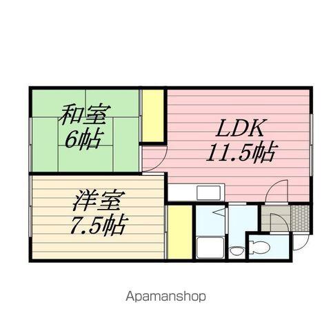 ビューティー43B(2LDK/2階)の間取り写真