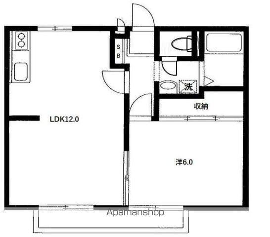 リバーサイド西城(1LDK/2階)の間取り写真