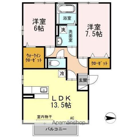 シャルル II(2LDK/2階)の間取り写真