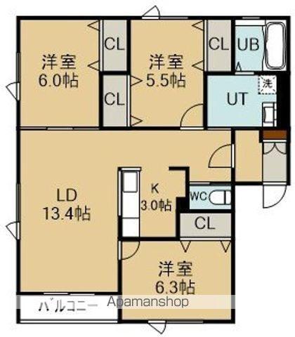 アンソレイユ(3LDK/2階)の間取り写真