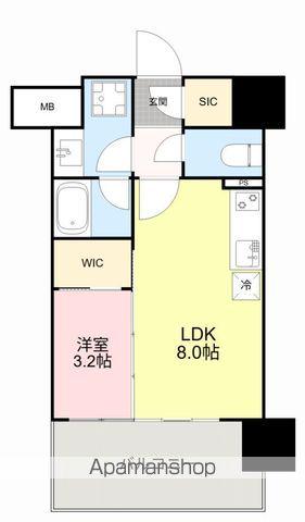 デュオフラッツ仙台木町通リネア(1LDK/12階)の間取り写真