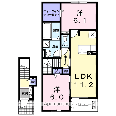 クレールⅣ B(2LDK/2階)の間取り写真