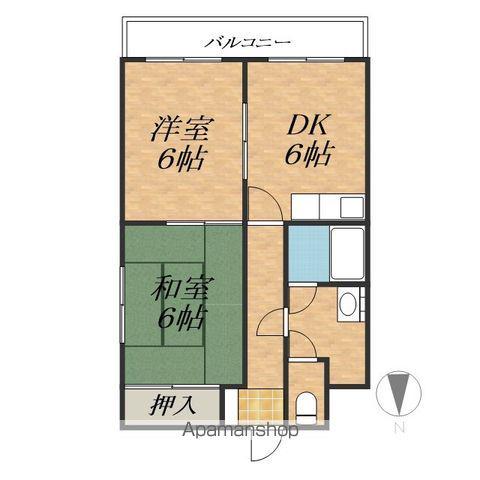 ハイムリバーサイド(2DK/3階)の間取り写真