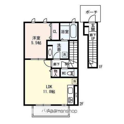 BERG(1LDK/2階)の間取り写真