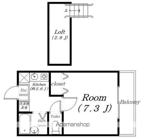 センターウイング(1K/2階)の間取り写真