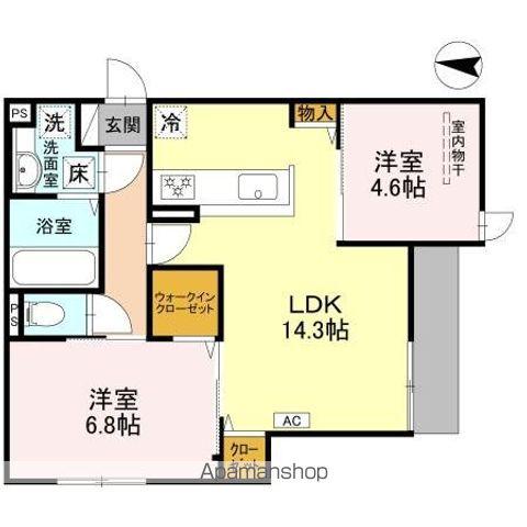 LIBERTY ISLAND(2LDK/1階)の間取り写真