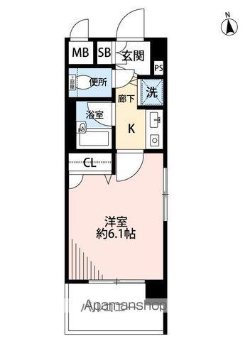 ライオンズマンション天神西(1K/6階)の間取り写真