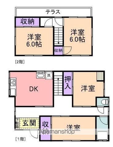 阪和線 新家駅 徒歩15分 2階建 築53年(4DK)の間取り写真
