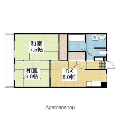 聖和ハイツ 西棟(2DK/4階)の間取り写真