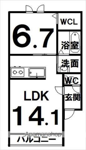 ハスコリオ・ソレイユ(1LDK/2階)の間取り写真