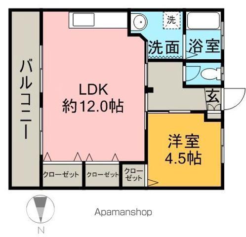 富士マンション(1LDK/1階)の間取り写真