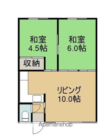 ひのき荘(2LDK/2階)の間取り写真