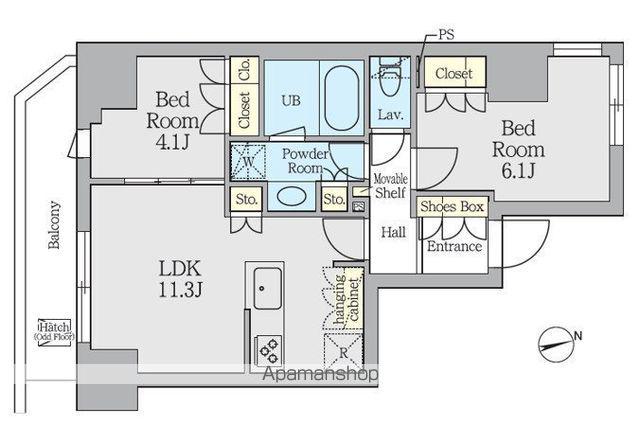 クレストコート上野(2LDK/8階)の間取り写真