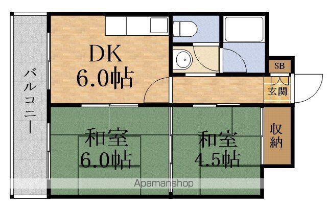 オカダ本館ビル(2DK/5階)の間取り写真