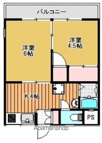 小斉平ハイツB棟(2K/2階)の間取り写真