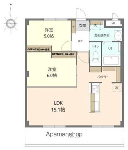 エメラルド・ノ-ビレⅠ(2LDK/2階)の間取り写真