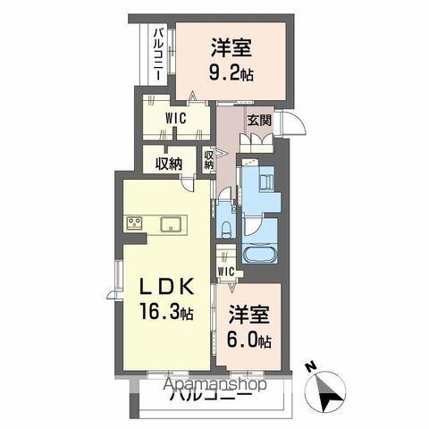 SHAMAISON HILLS 白壁(2LDK/2階)の間取り写真