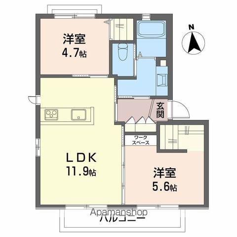 フォワード松本C(2LDK/2階)の間取り写真