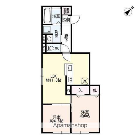 スピネル南草津(2LDK/3階)の間取り写真