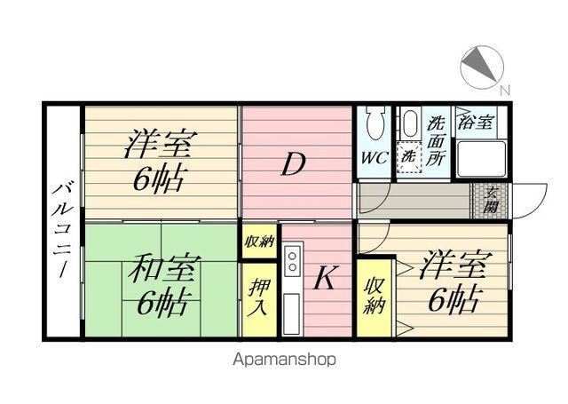 シャルマンコートY(3DK/2階)の間取り写真