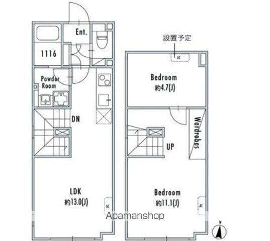 GRAN PASEO下北沢Ⅱ(2LDK/1階)の間取り写真