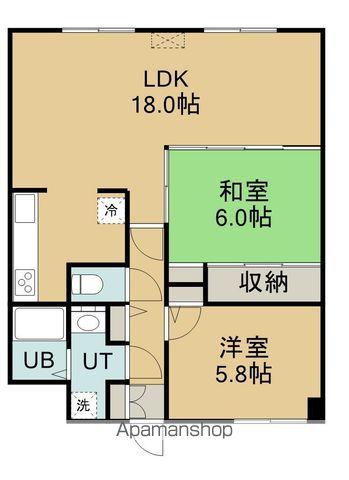 ライオンズマンション的場町(2LDK/1階)の間取り写真
