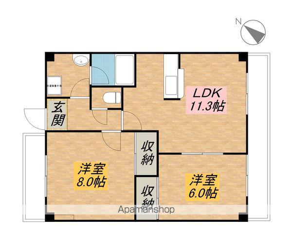 パルティール2番館(2LDK/6階)の間取り写真