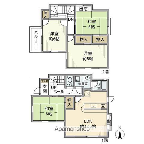 東武鉄道野田線 川間駅 バス乗車時間：16分 東宝珠花バス停で下車 徒歩8分 2階建 築38年(4LDK)の間取り写真