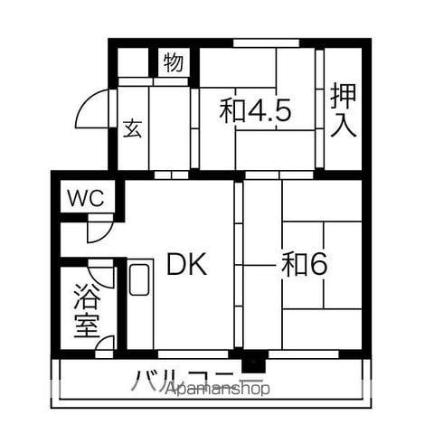 パークヒルズ真々地Ⅰ(2DK/2階)の間取り写真