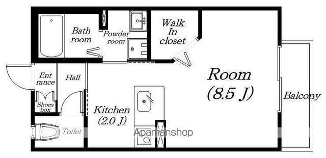 グランフローレス(ワンルーム/1階)の間取り写真