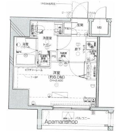 LEA横濱ベイステージ(1K/7階)の間取り写真